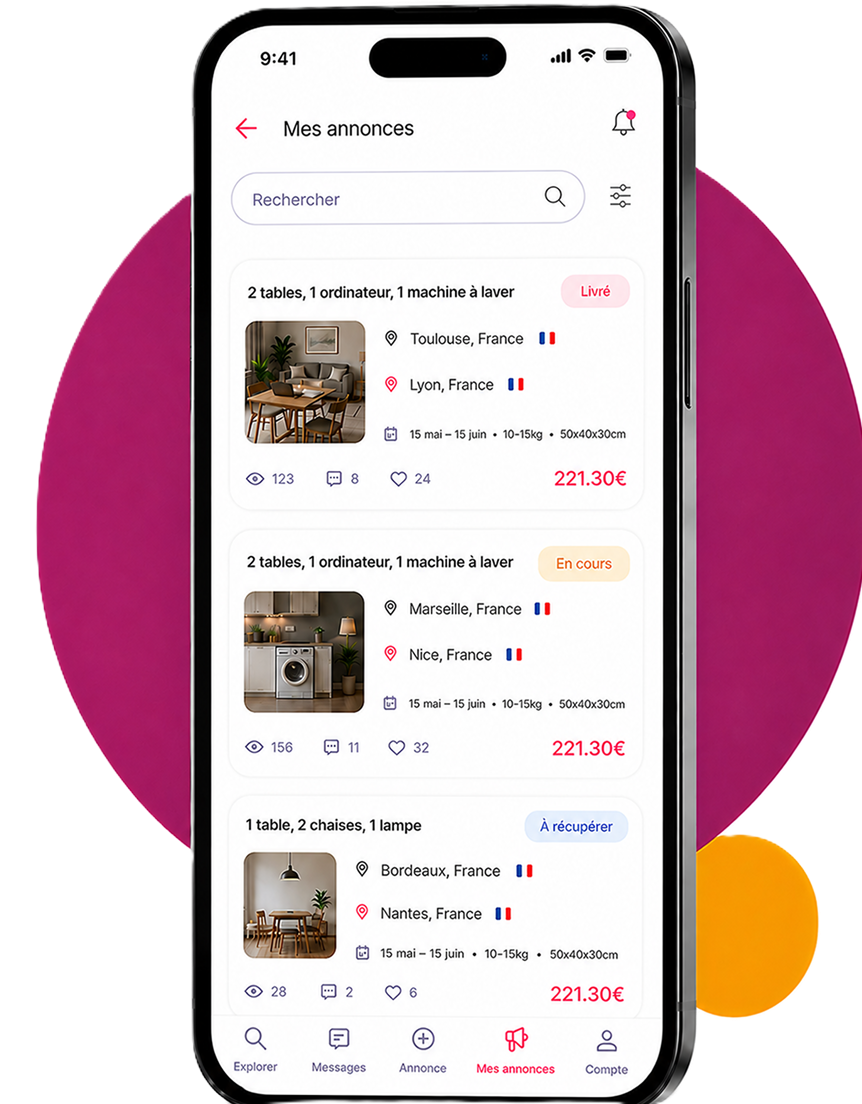 Application DelivYou — Mes annonces